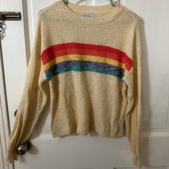 Bicaal Cream Sweater with Colorful Stripes - Picture 4 of 5